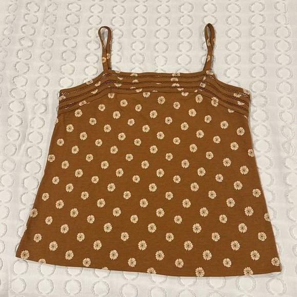 Market & Spruce Adjustable Strap Linen Blend Tank Top Tan Floral StitchFix - Picture 6 of 12